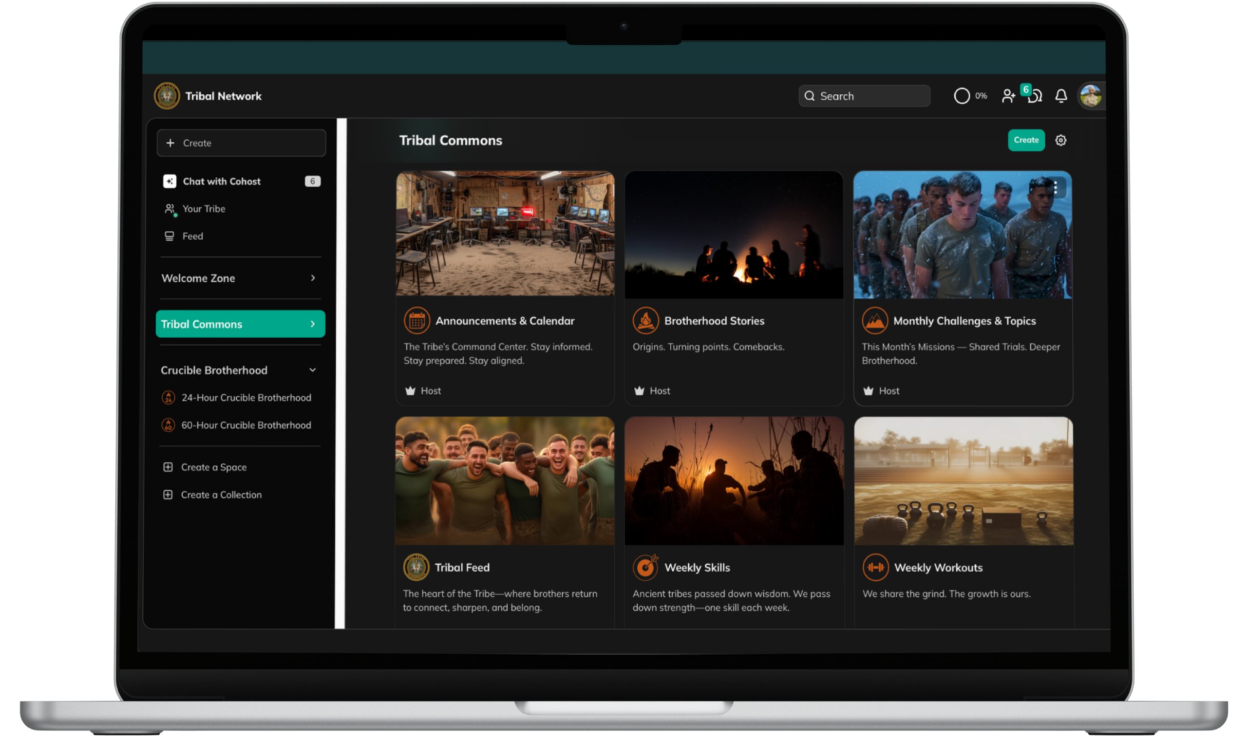 Community support network app dashboard interface